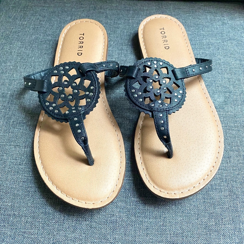 Torrid Women's Size 7 Wide Strappy Slide On Sandals